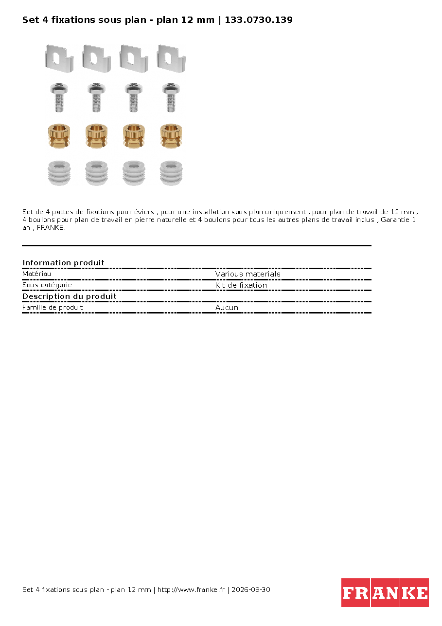 Fiche technique fournisseur