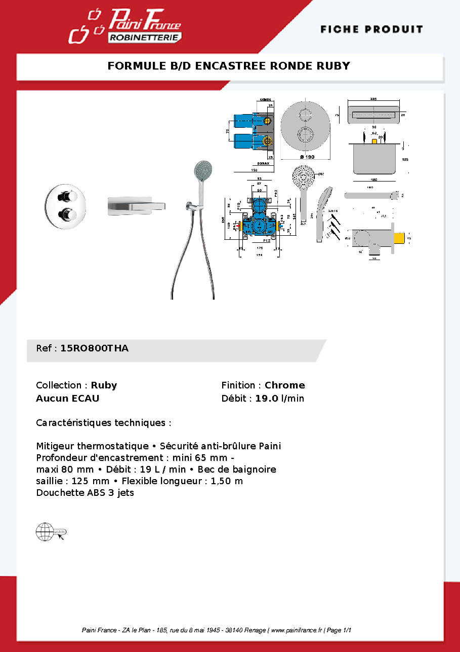 Fiche technique fournisseur