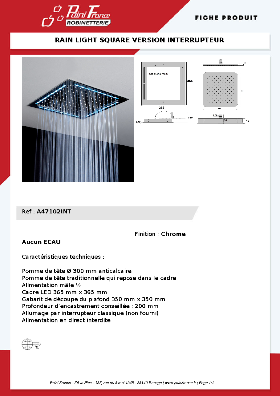 Fiche technique fournisseur
