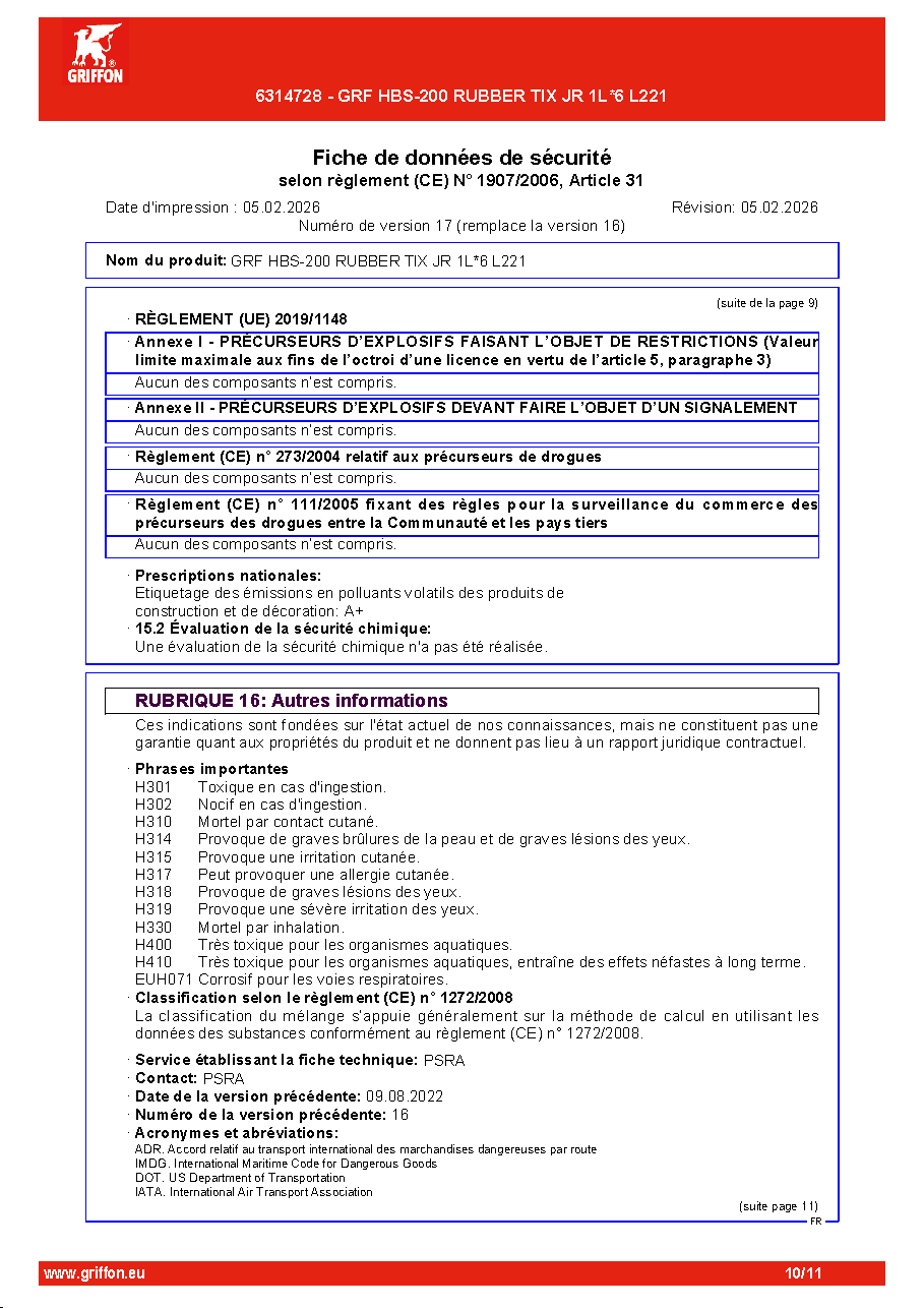 Fiche technique fournisseur