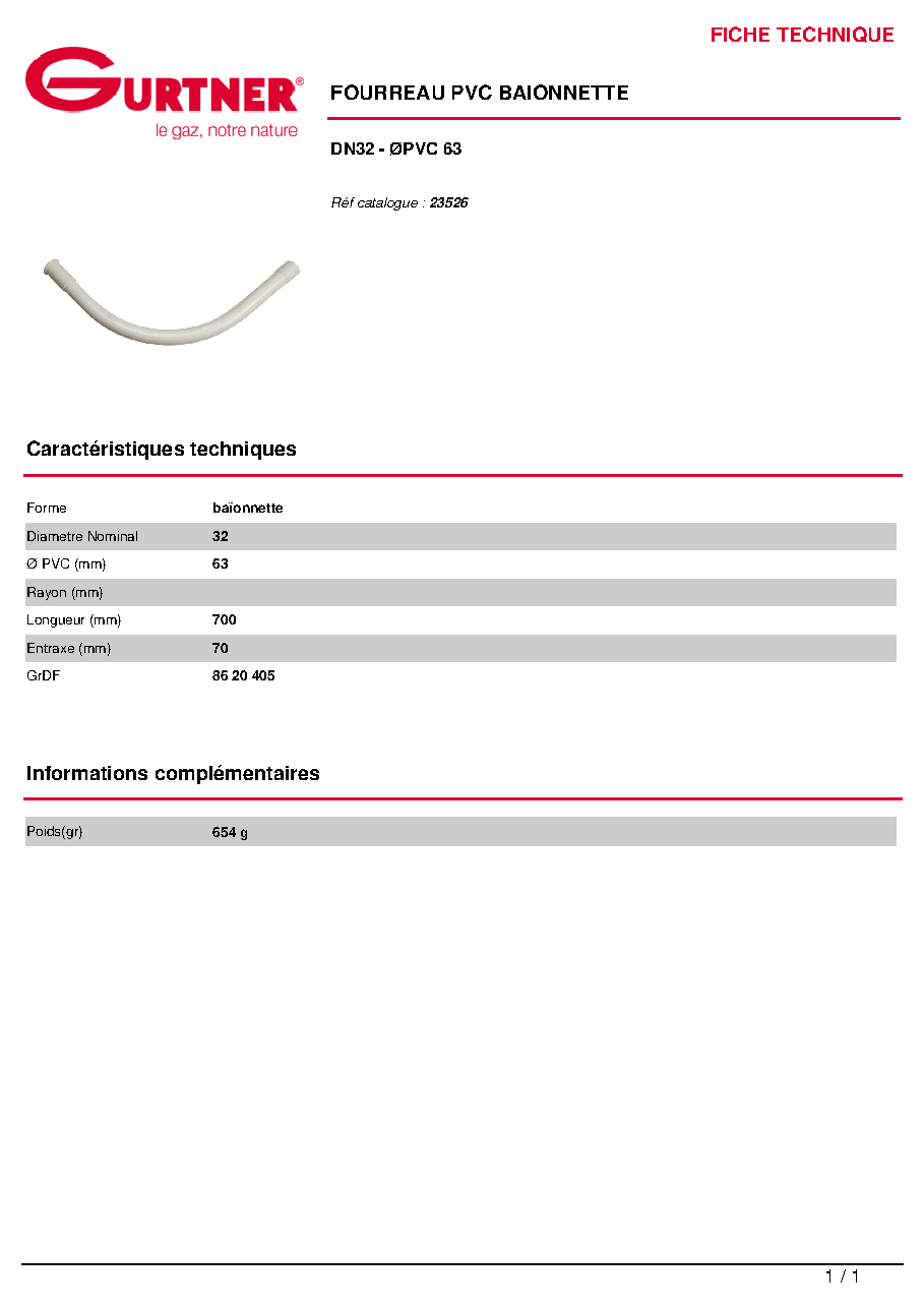 Fiche technique fournisseur