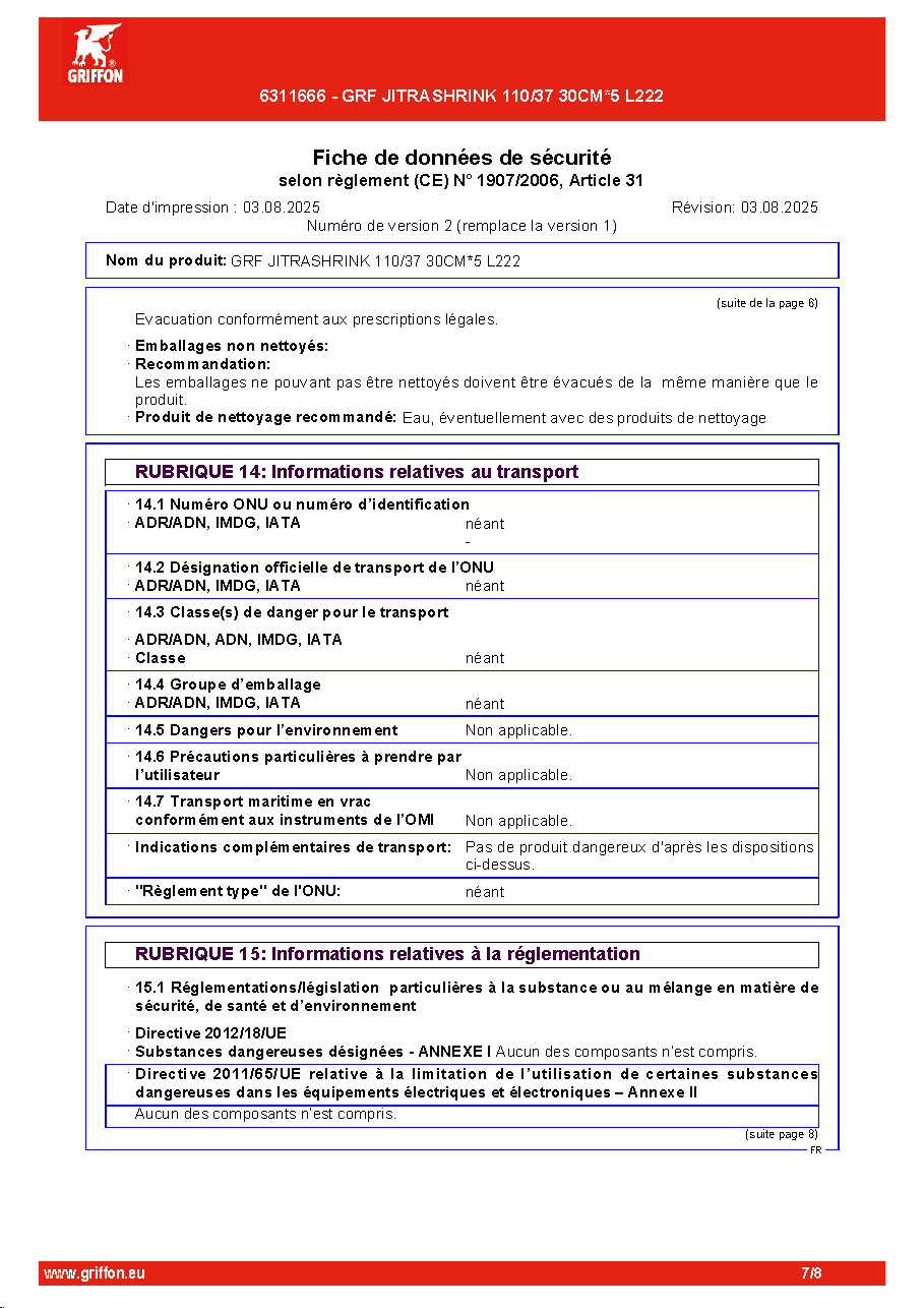Fiche technique fournisseur
