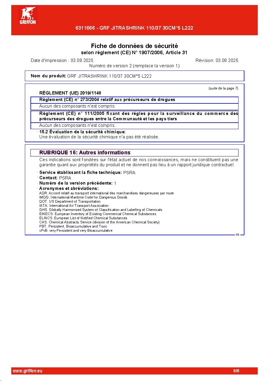 Fiche technique fournisseur