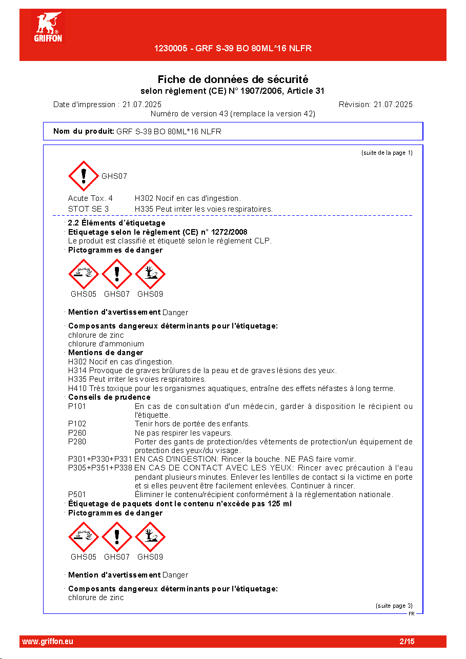 Fiche technique fournisseur