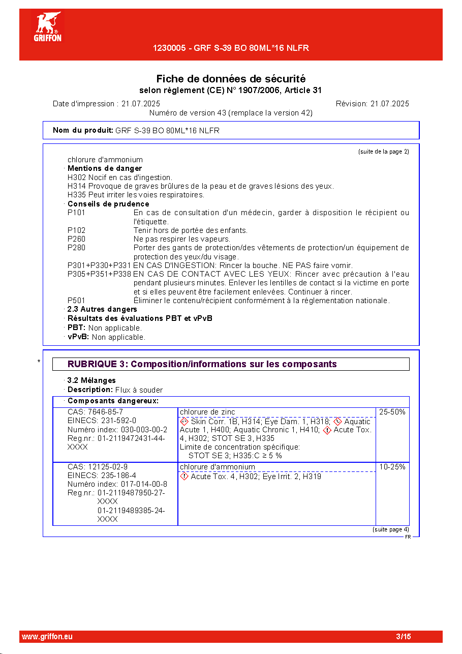 Fiche technique fournisseur