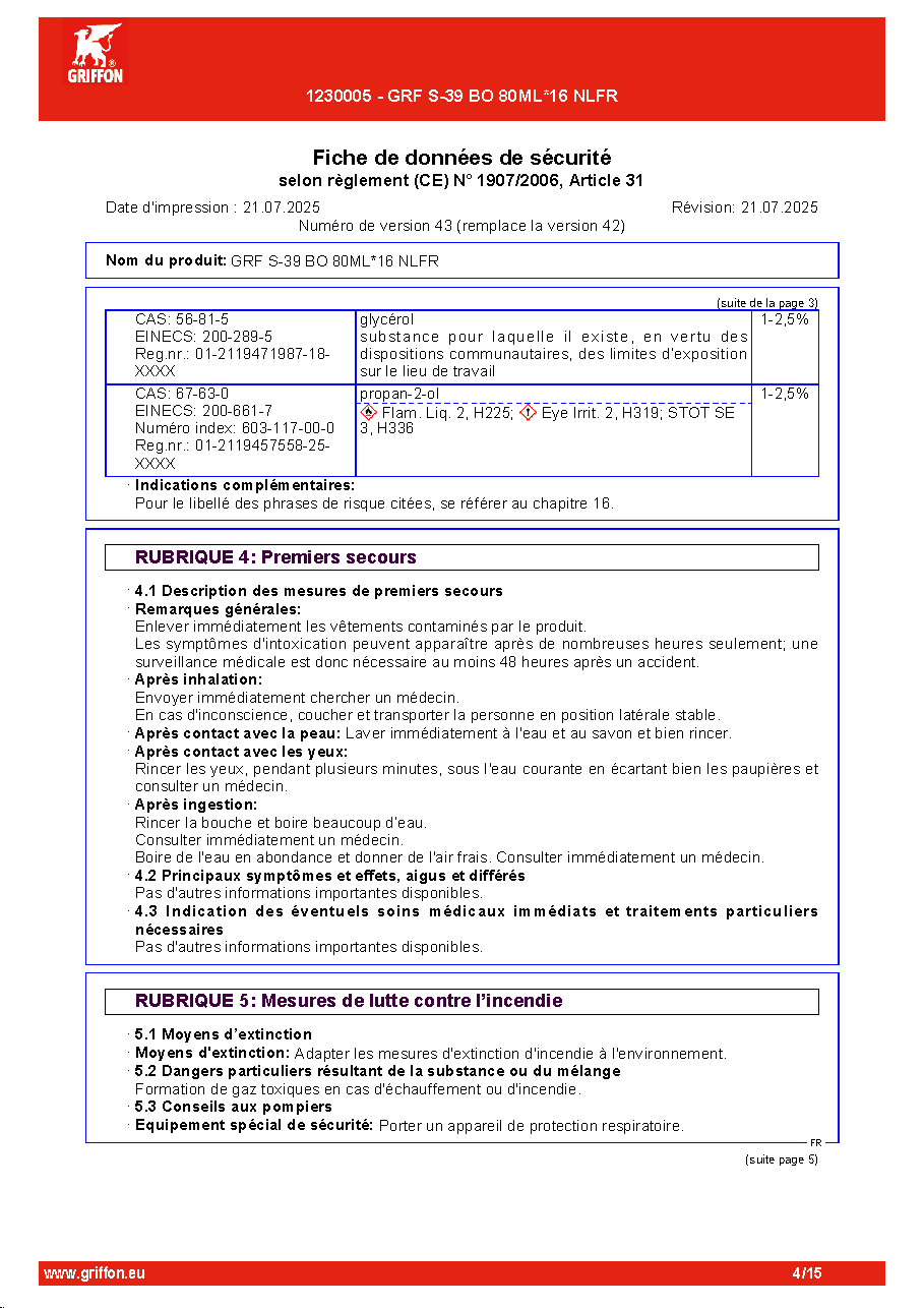 Fiche technique fournisseur