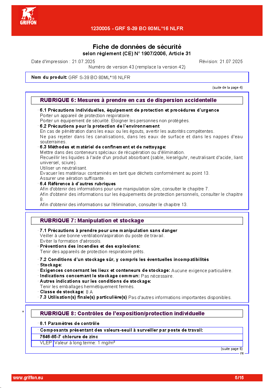 Fiche technique fournisseur
