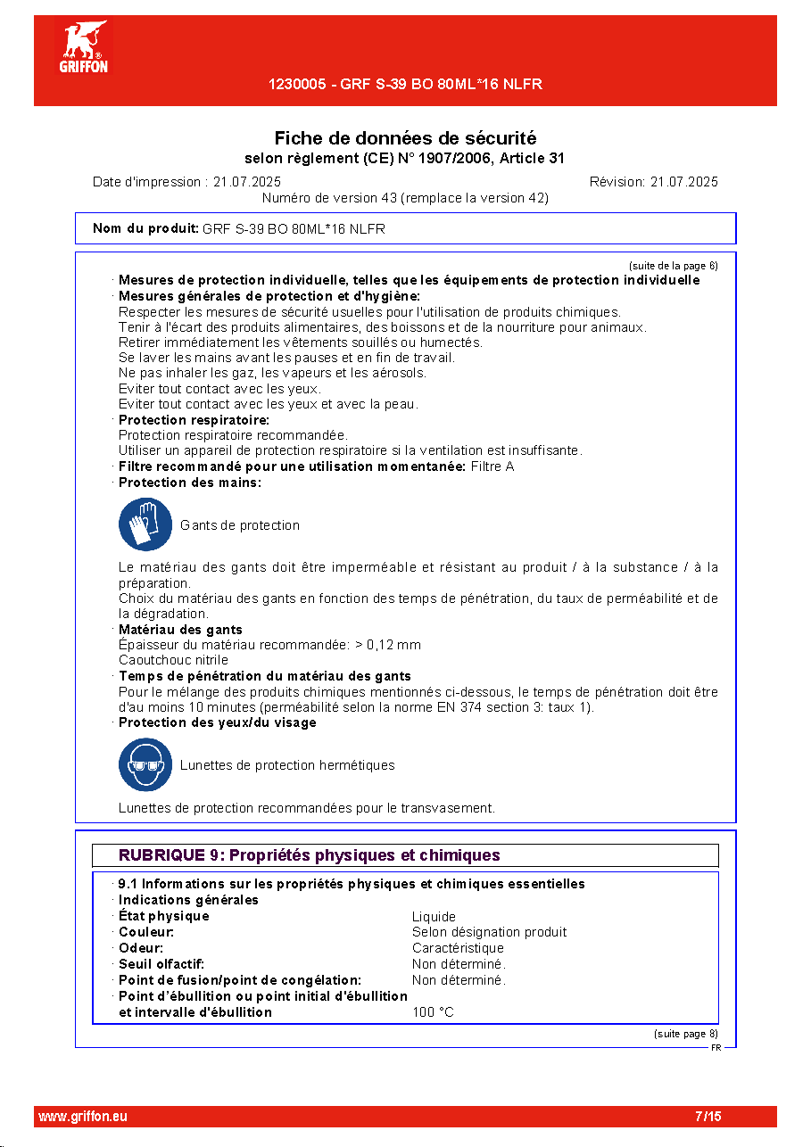 Fiche technique fournisseur