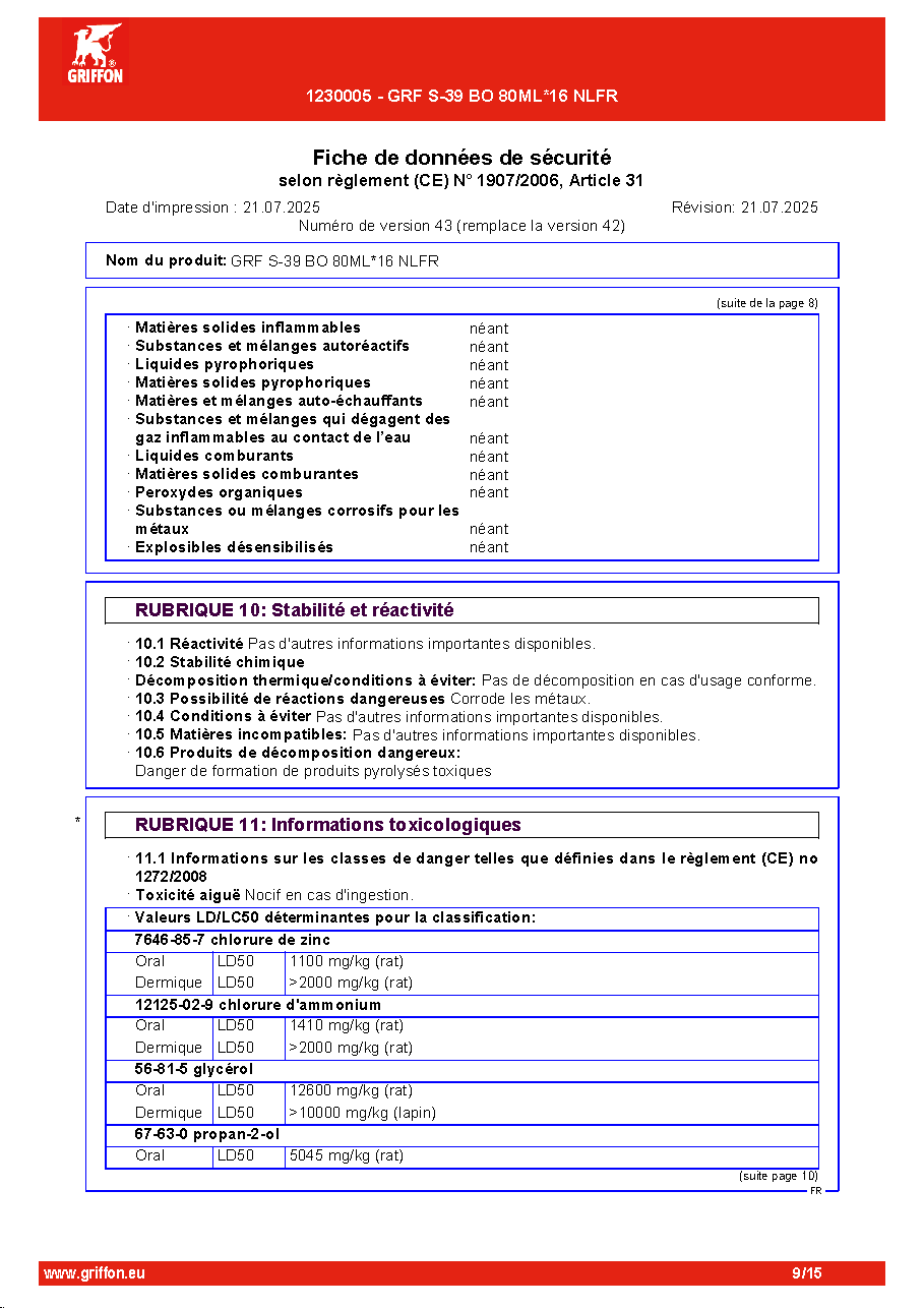Fiche technique fournisseur