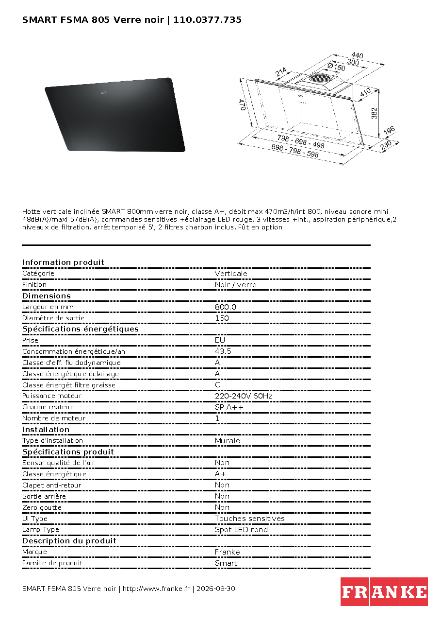 Fiche technique fournisseur