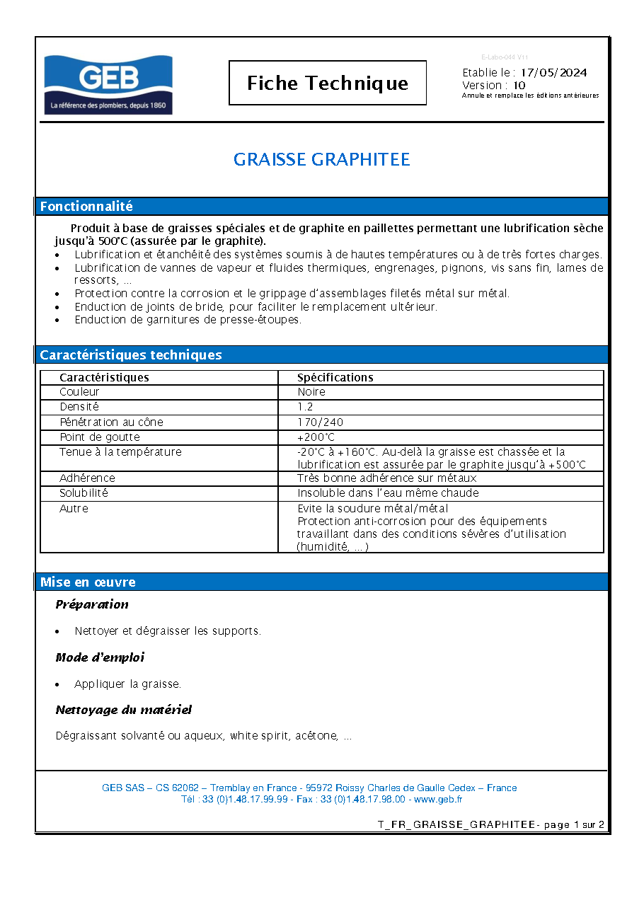 Fiche technique fournisseur