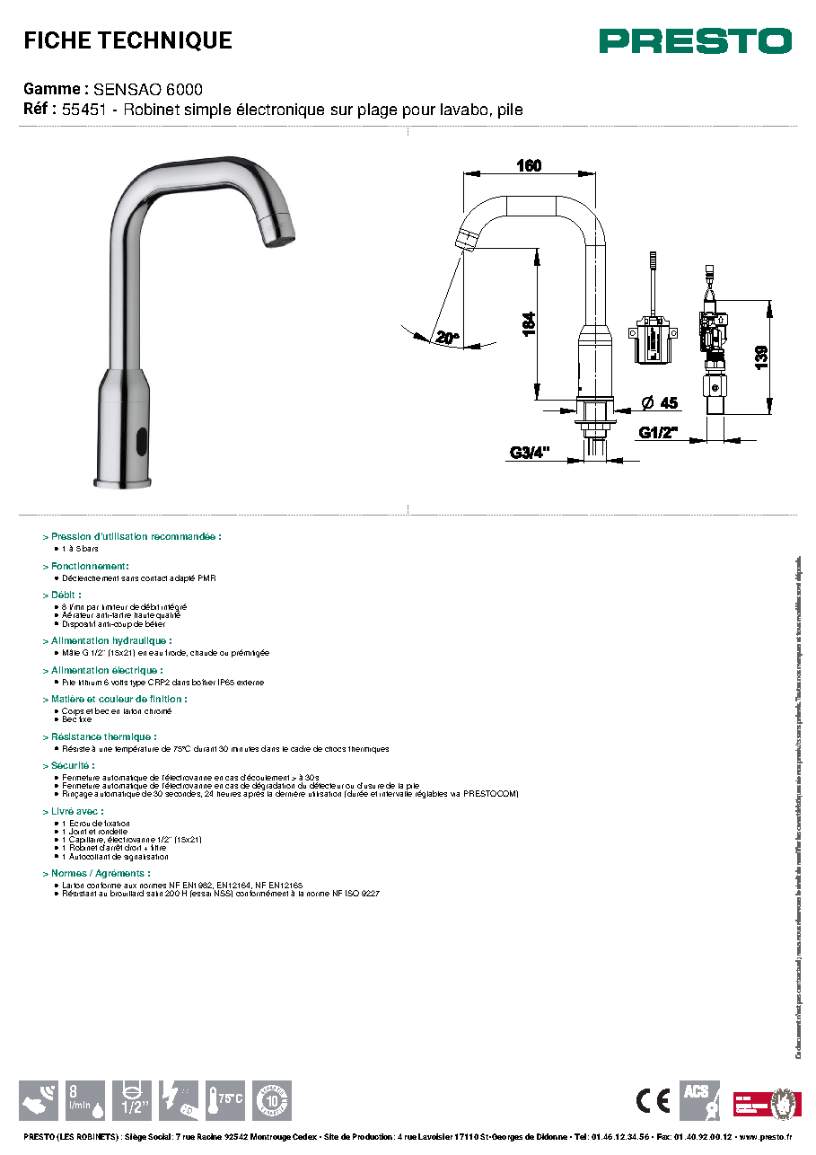 Fiche technique fournisseur