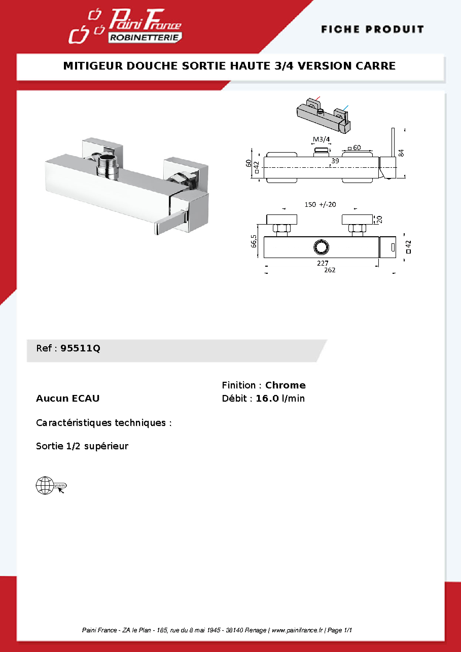 Fiche technique fournisseur