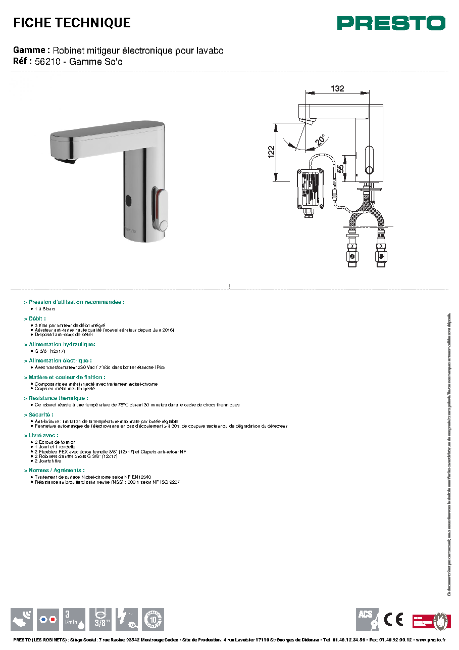 Fiche technique fournisseur