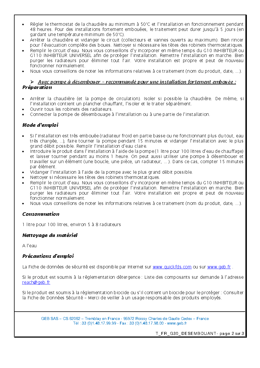 Fiche technique fournisseur