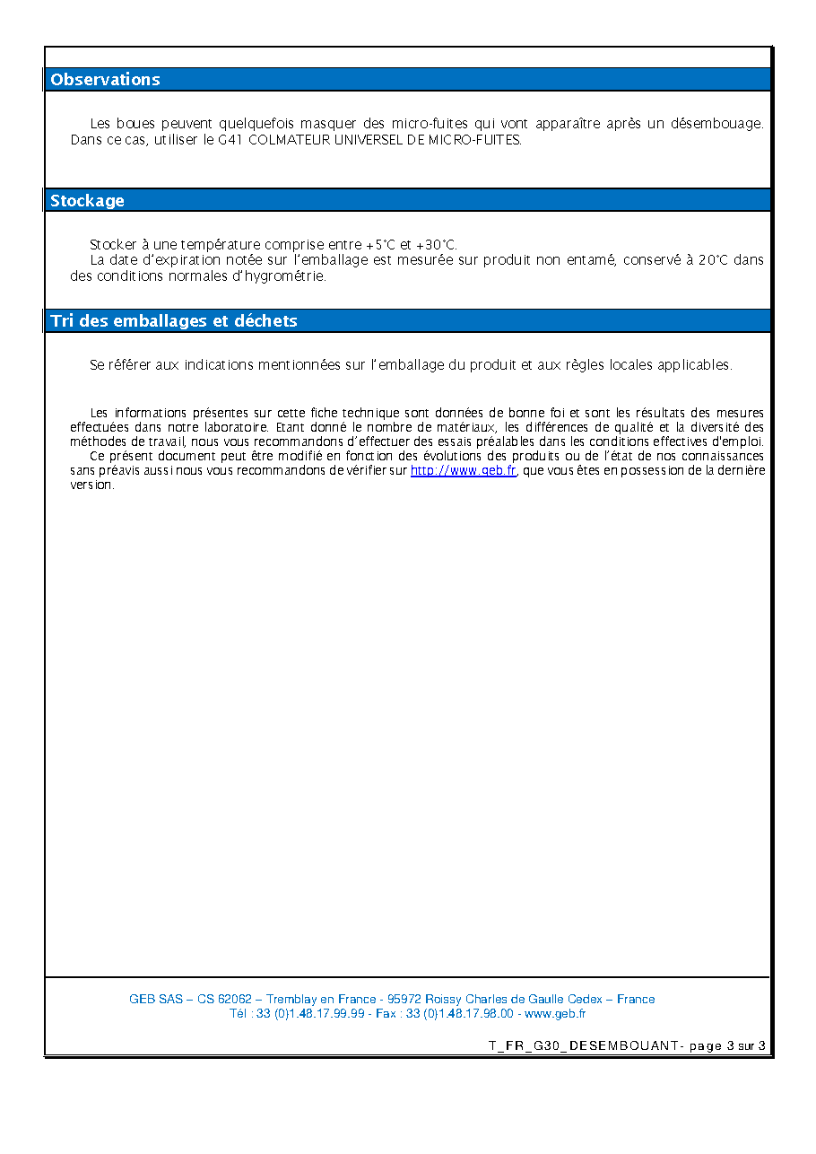 Fiche technique fournisseur