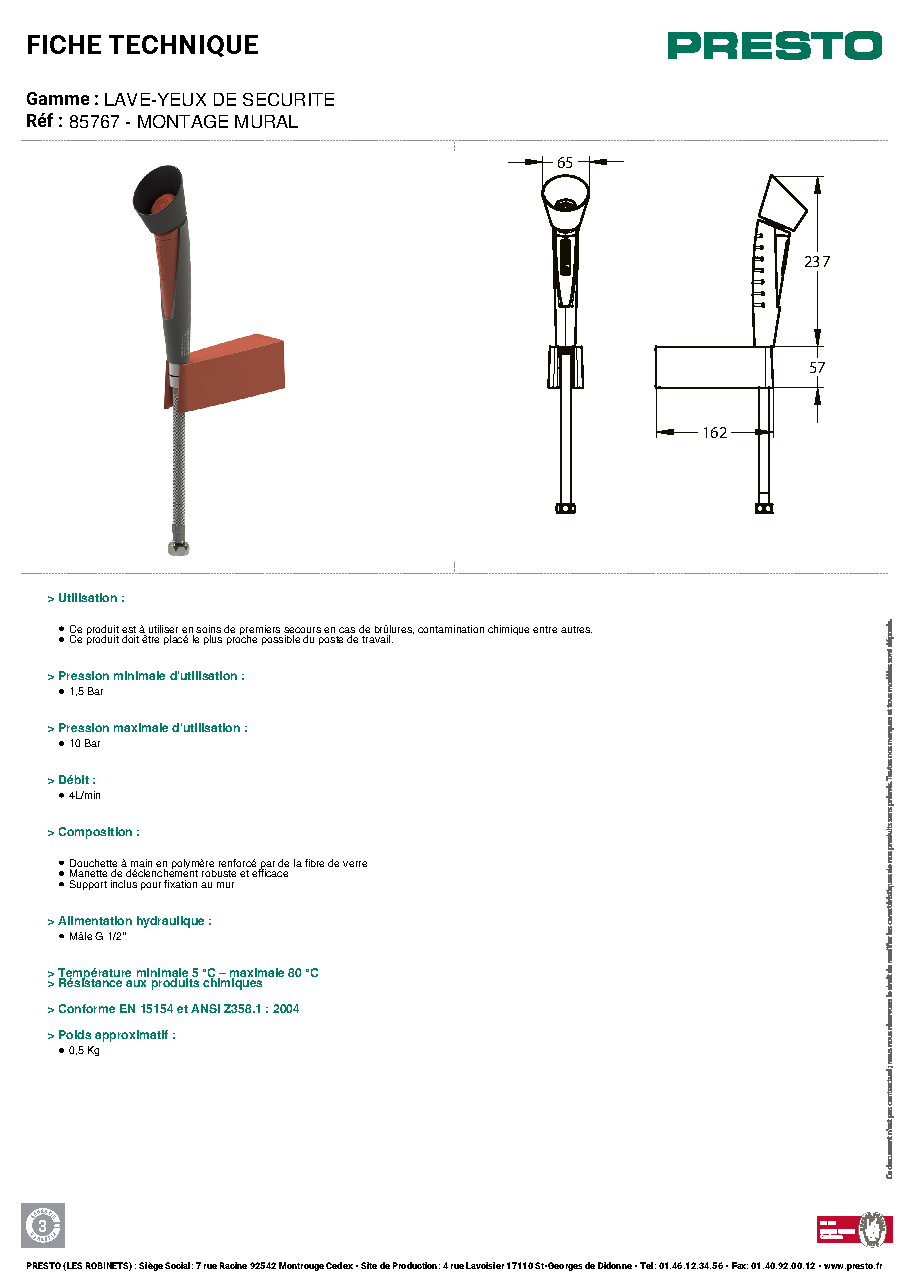 Fiche technique fournisseur