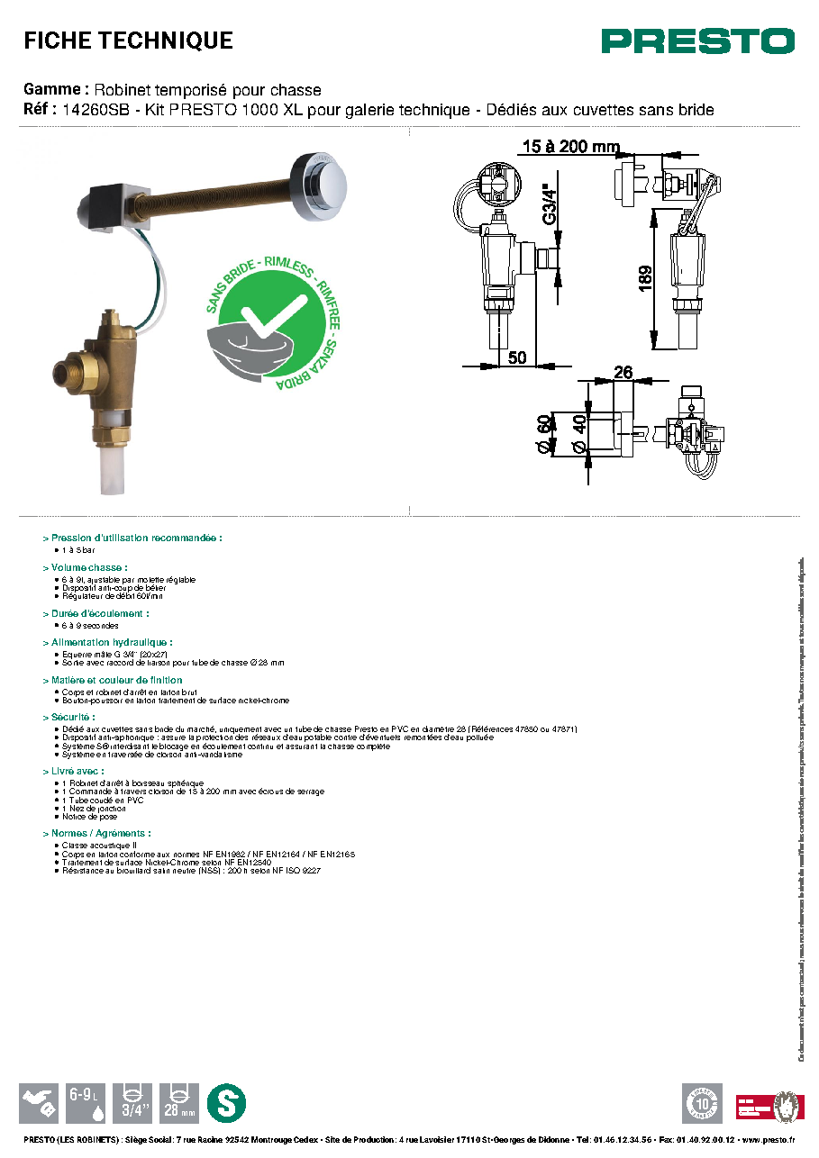 Fiche technique fournisseur