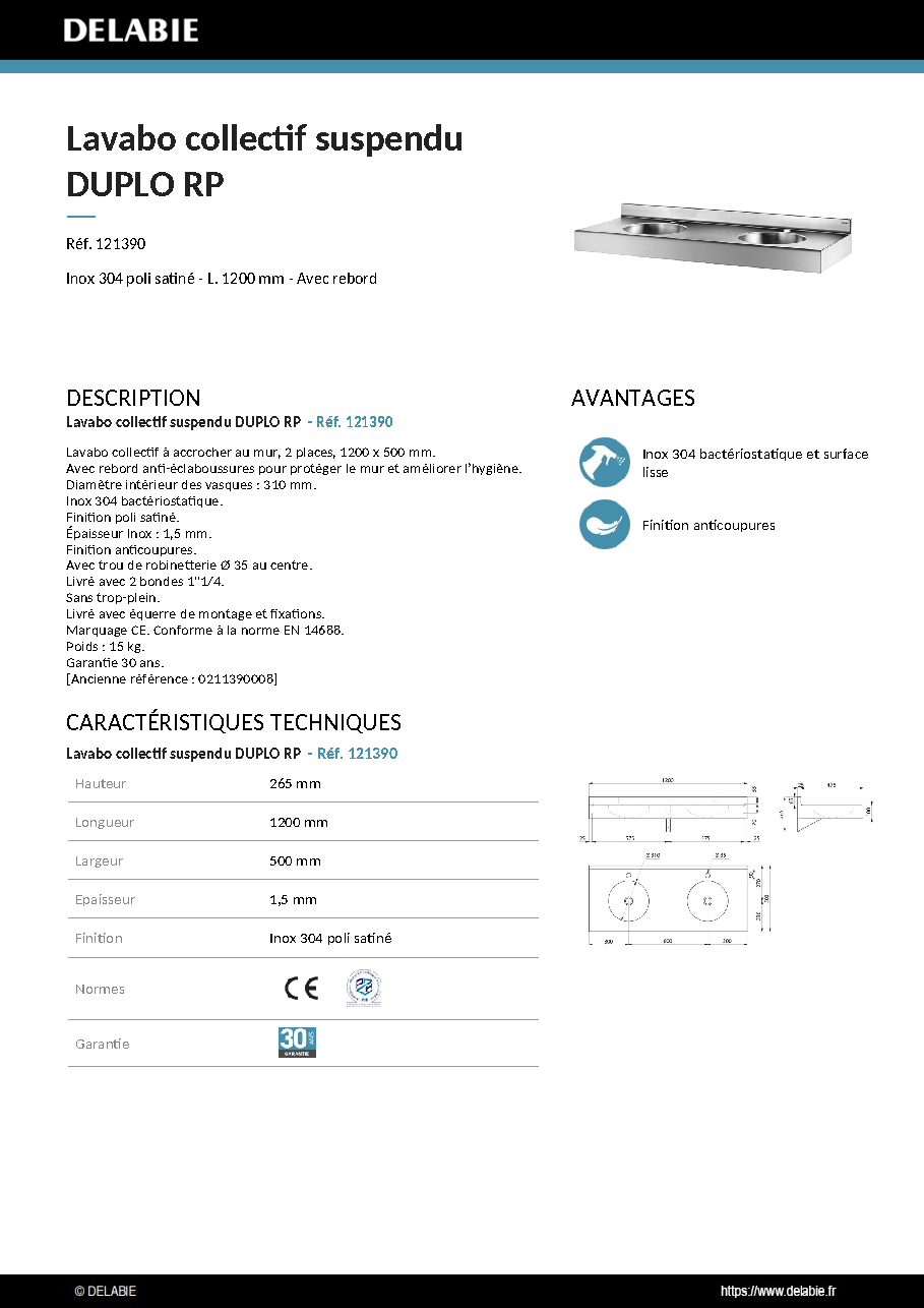 Fiche technique fournisseur