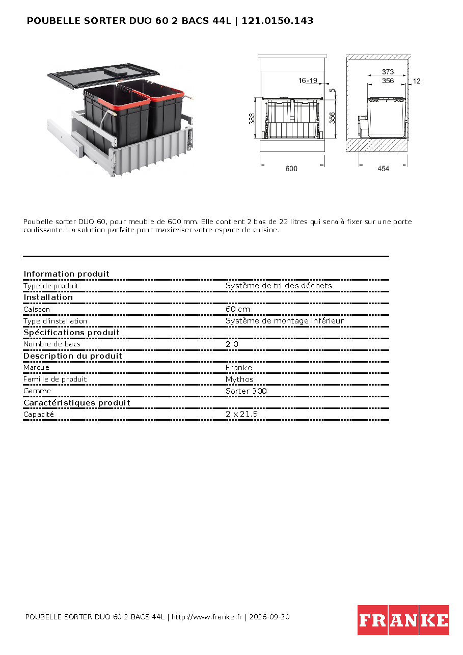 Fiche technique fournisseur