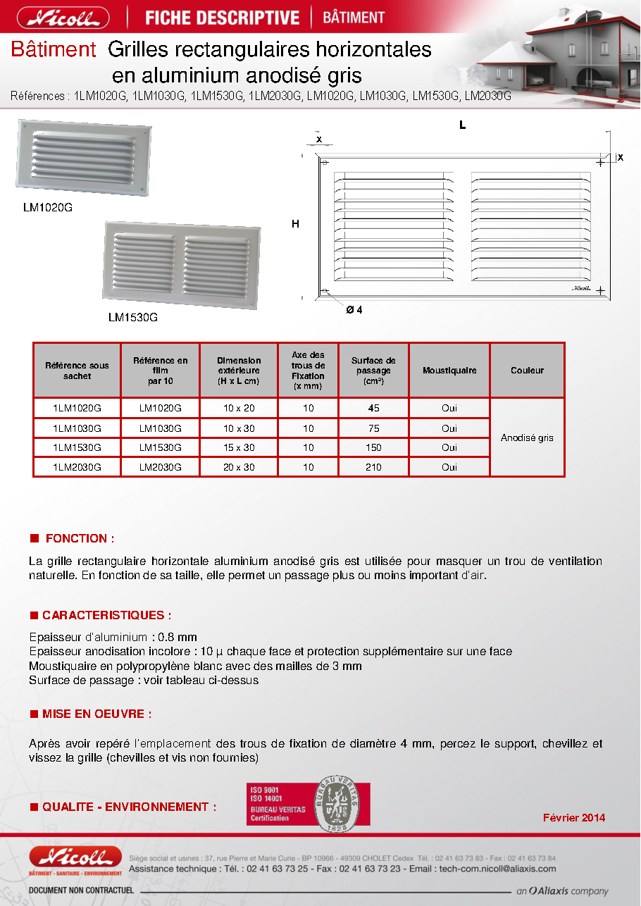 Fiche technique fournisseur