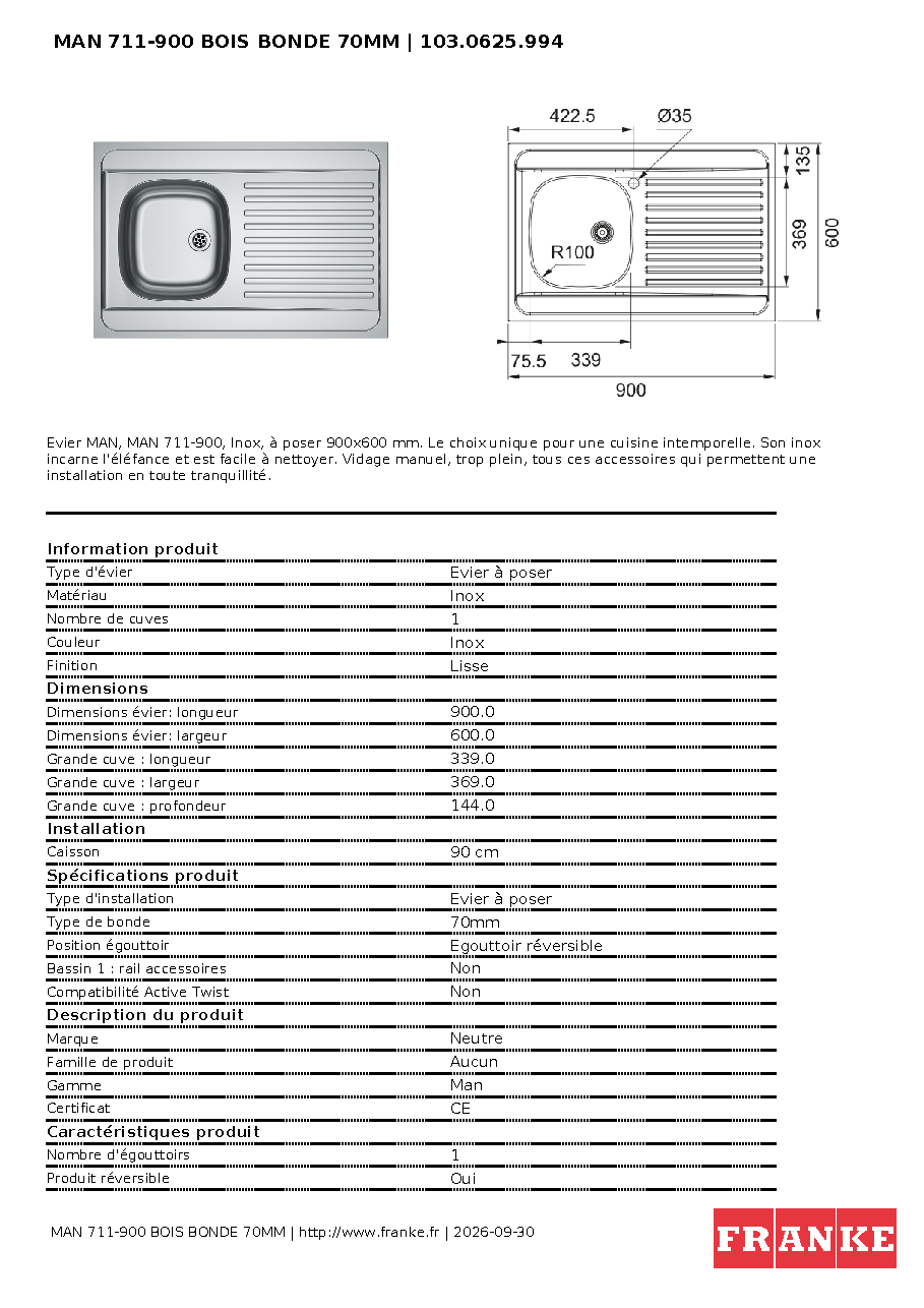 Fiche technique fournisseur