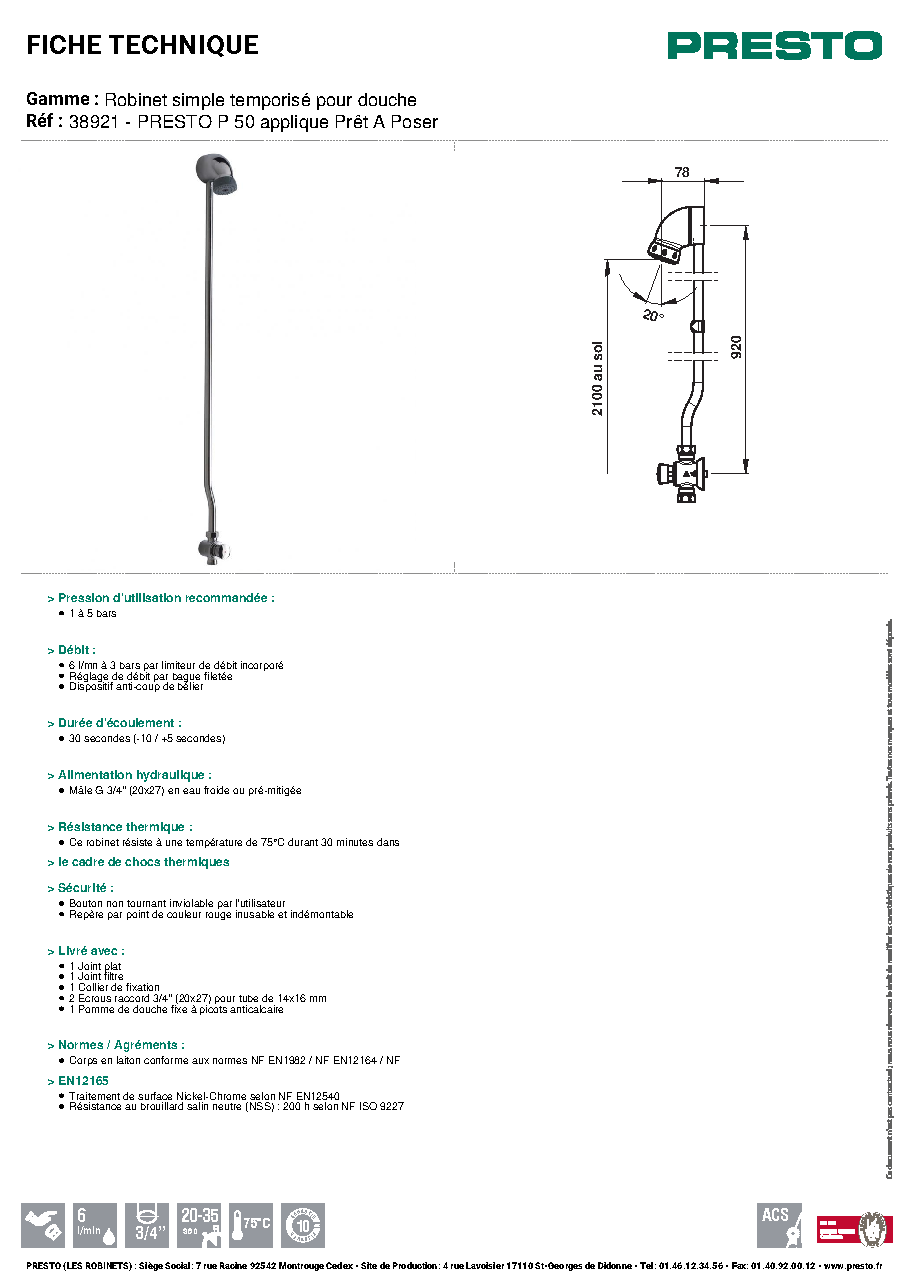 Fiche technique fournisseur