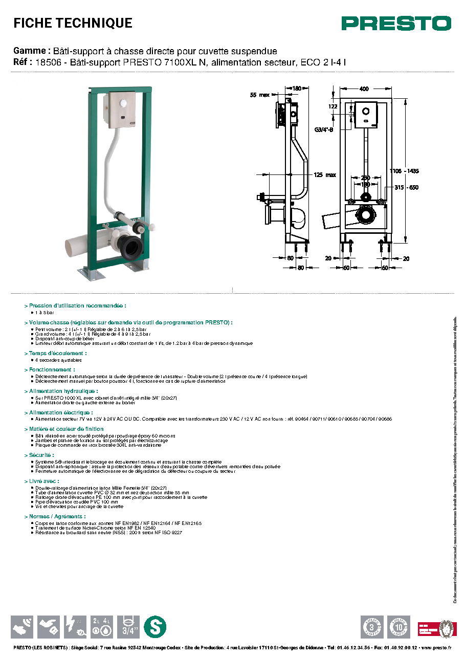 Fiche technique fournisseur
