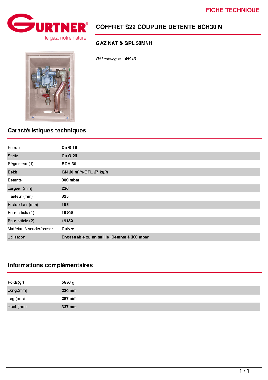 Fiche technique fournisseur