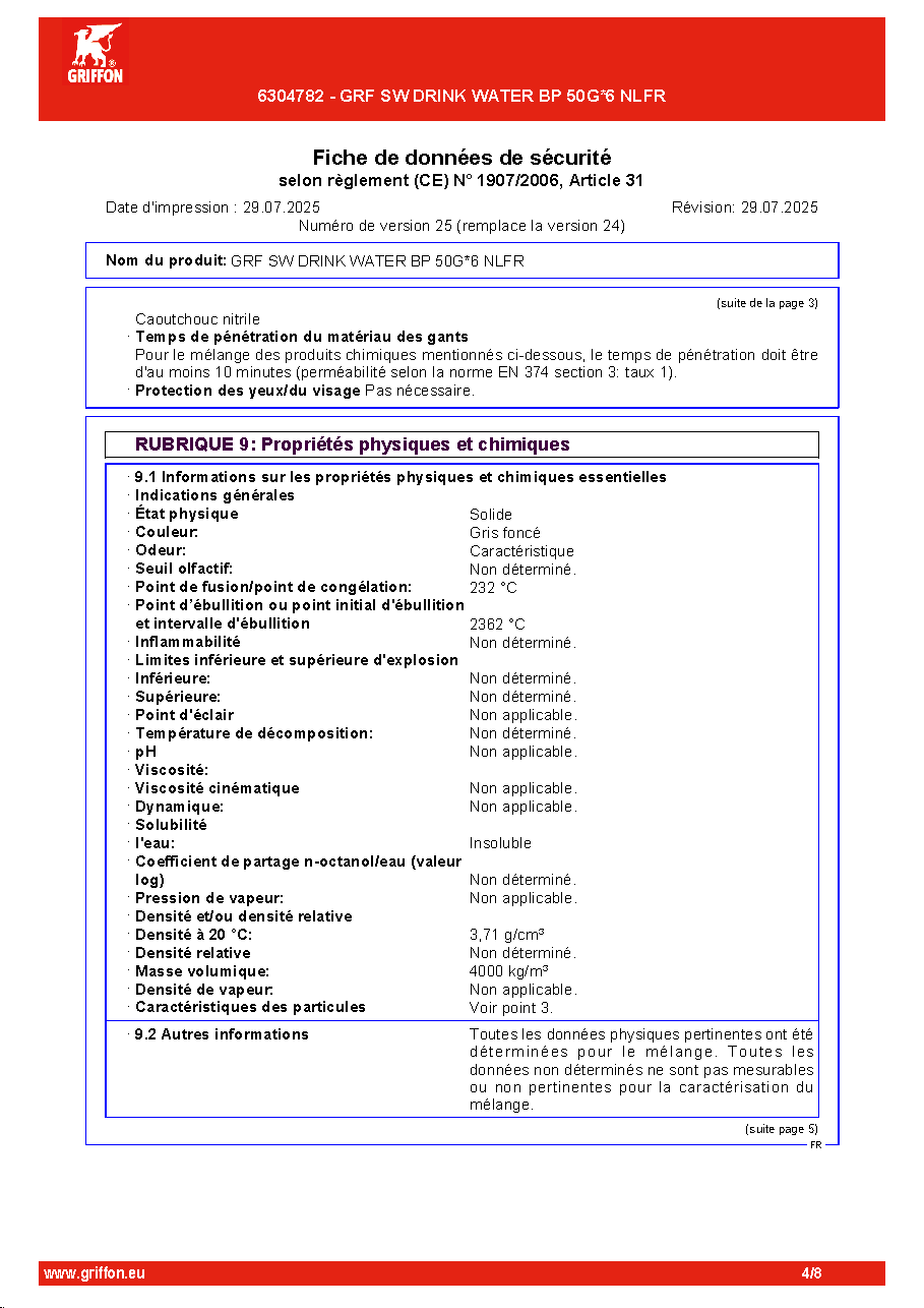 Fiche technique fournisseur