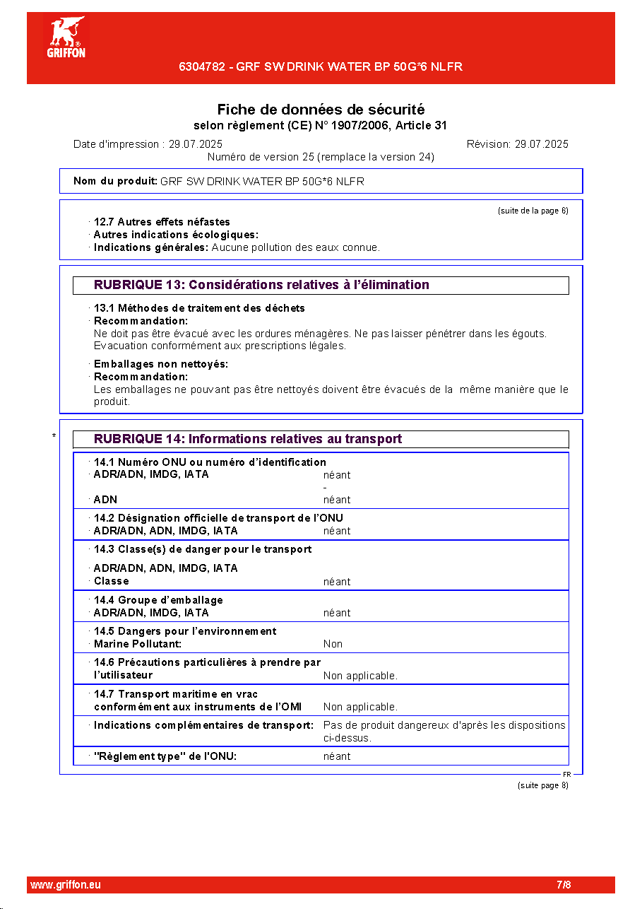 Fiche technique fournisseur
