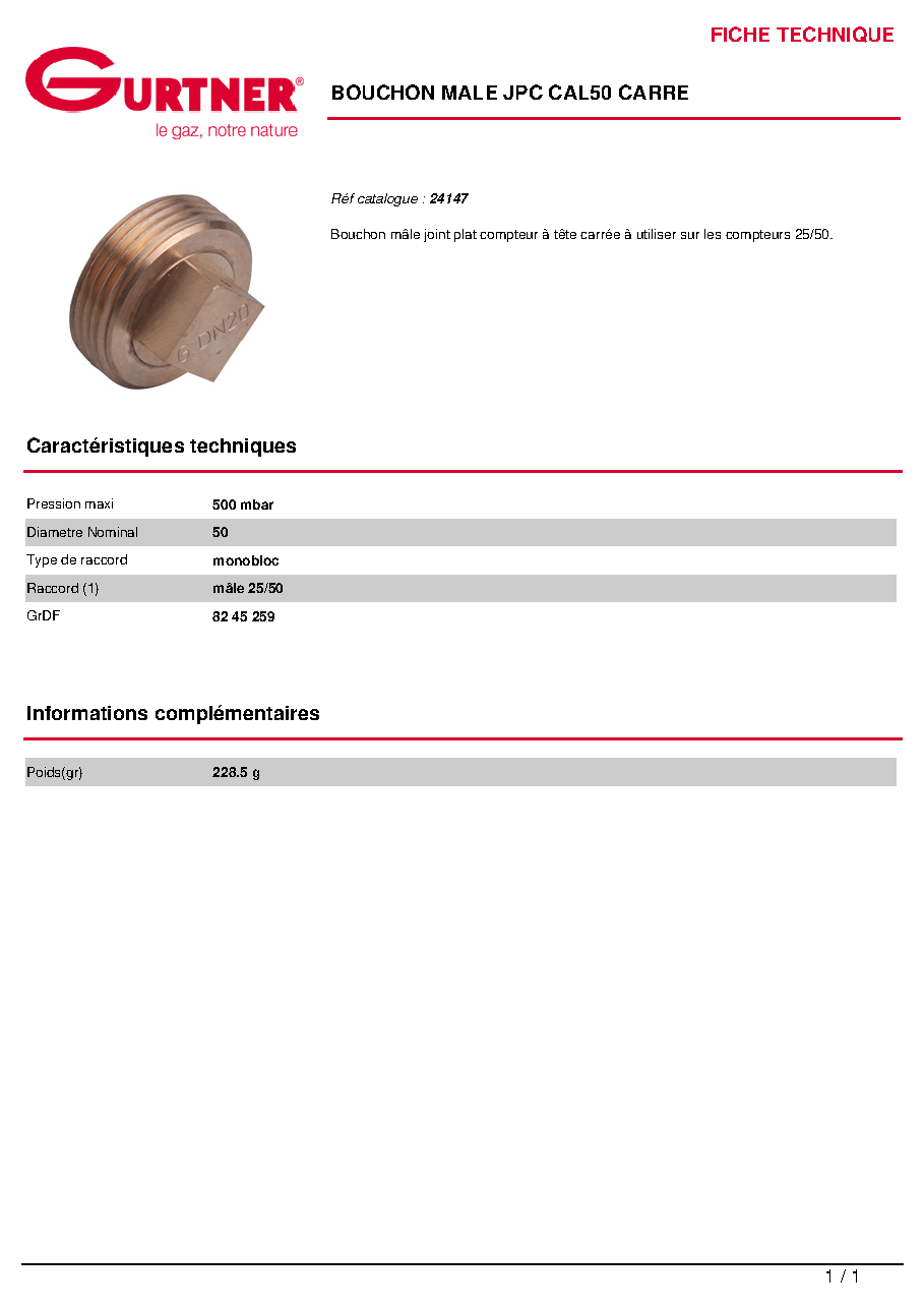 Fiche technique fournisseur