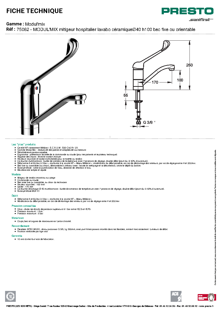 Fiche technique fournisseur