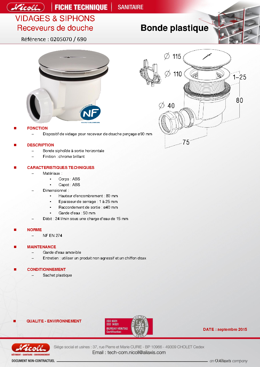 Fiche technique fournisseur