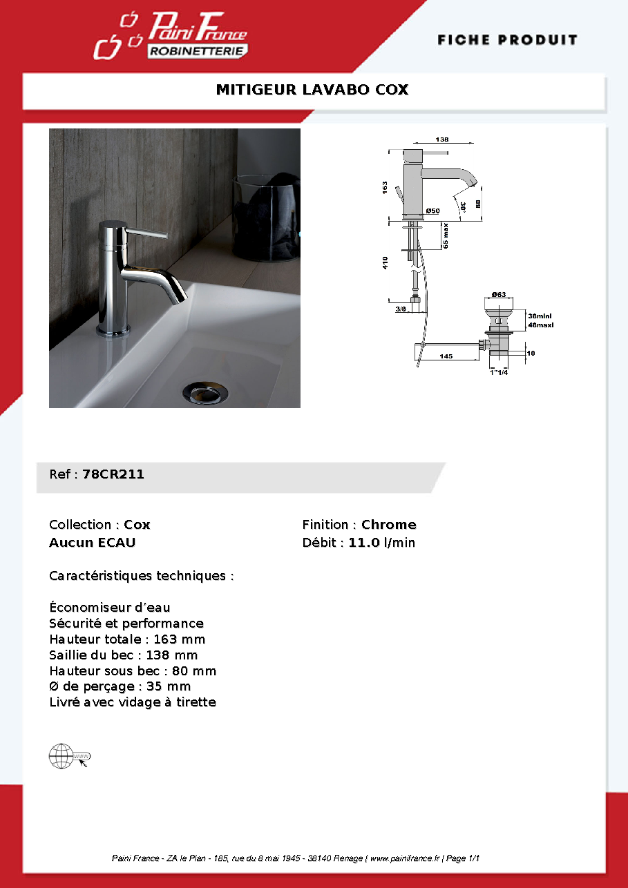Fiche technique fournisseur