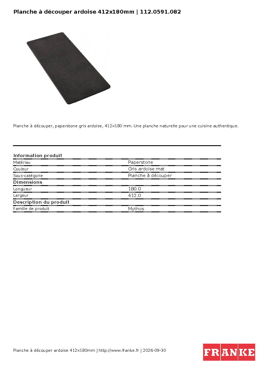 Fiche technique fournisseur