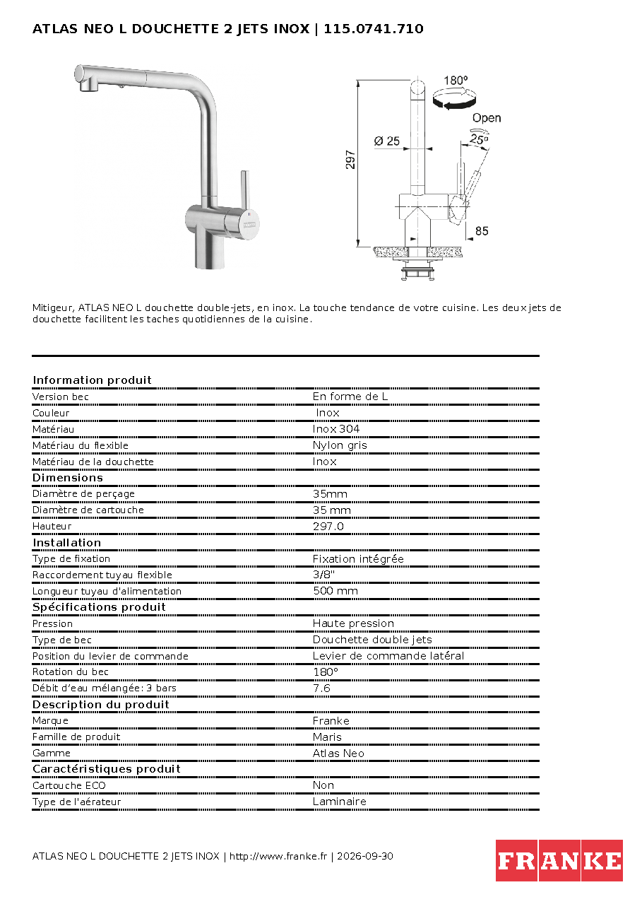 Fiche technique fournisseur