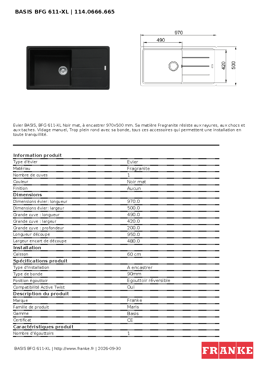Fiche technique fournisseur