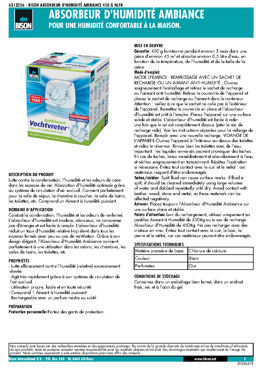 Fiche technique fournisseur
