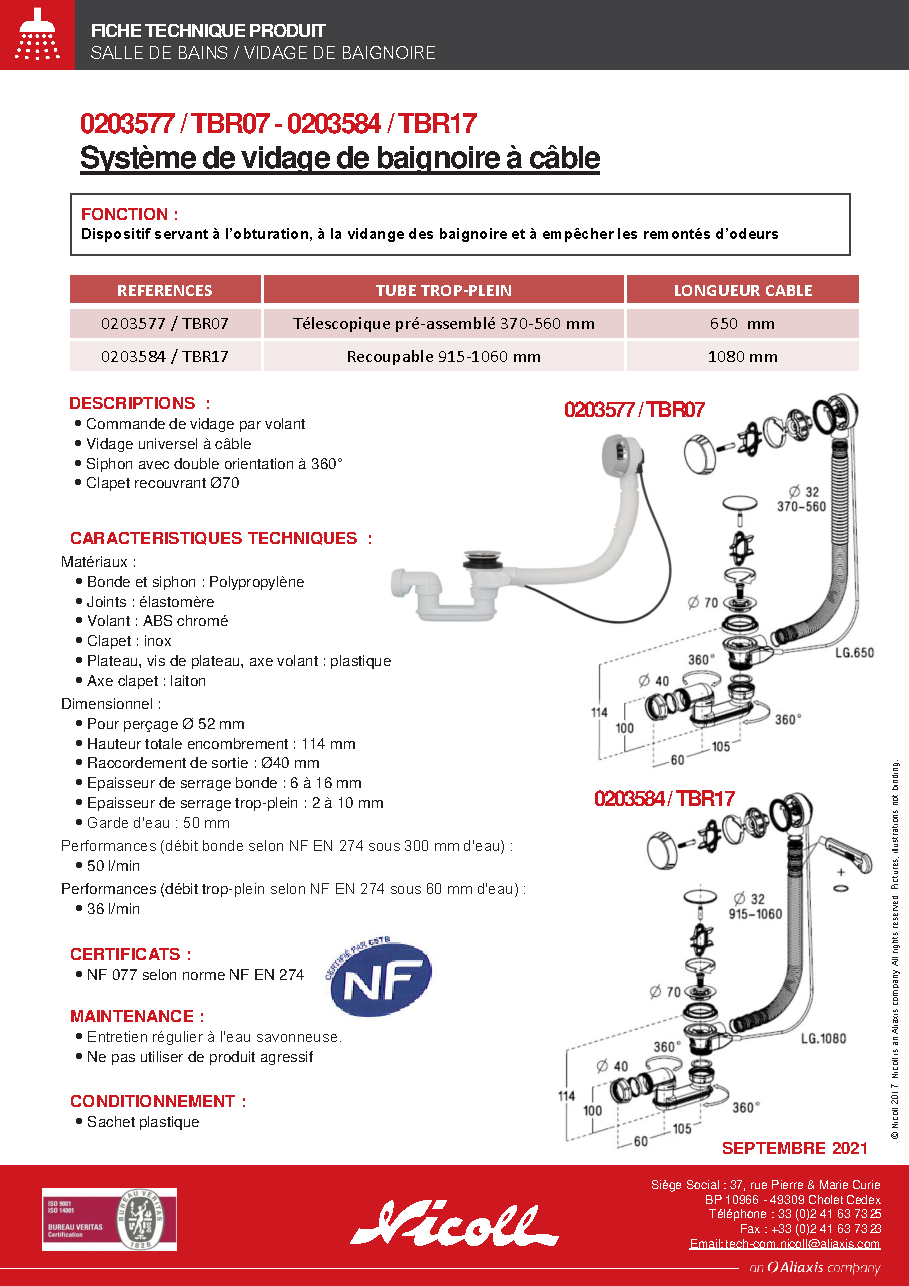 Fiche technique fournisseur