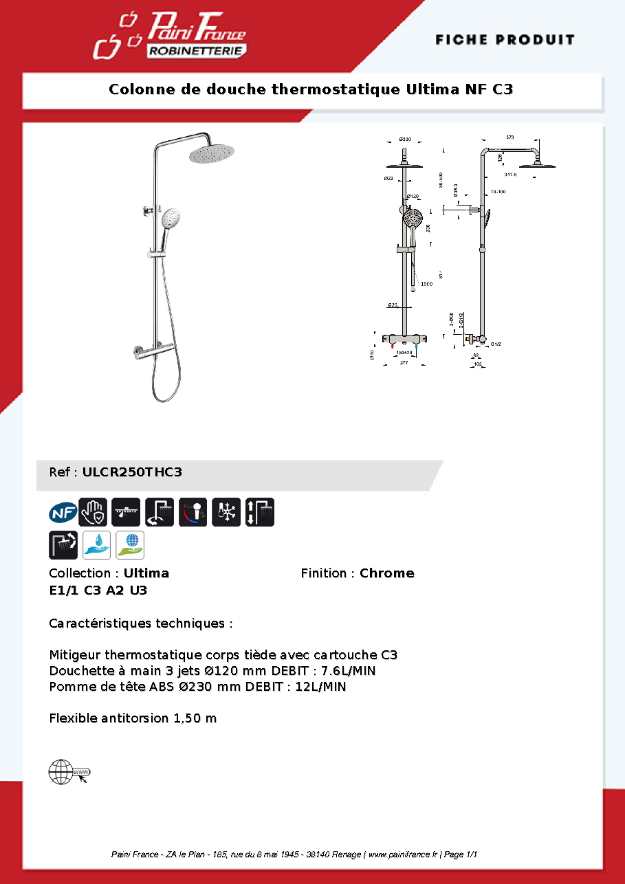 Fiche technique fournisseur