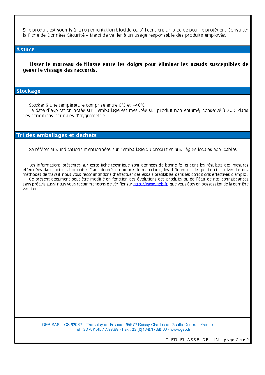 Fiche technique fournisseur