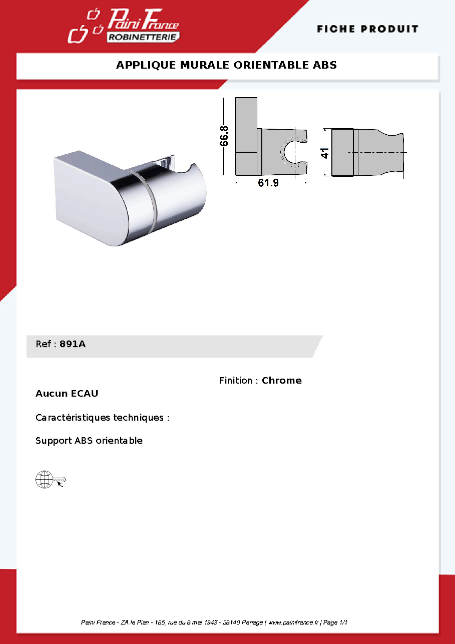 Fiche technique fournisseur