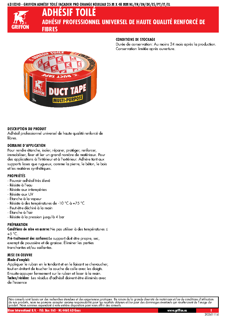 Fiche technique fournisseur