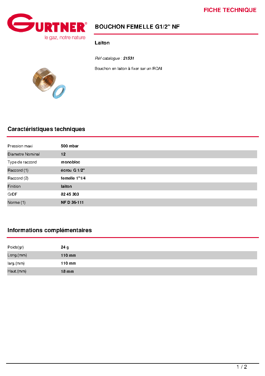 Fiche technique fournisseur