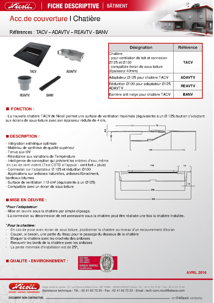 Fiche technique fournisseur