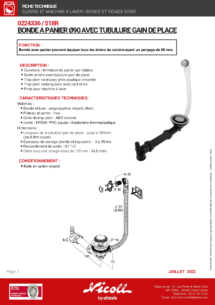 Fiche technique fournisseur