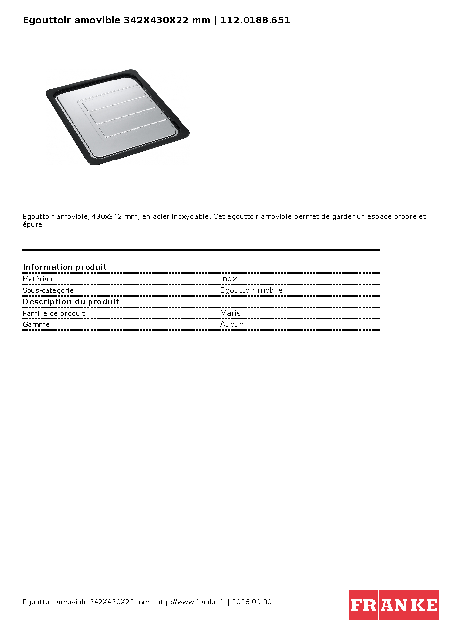 Fiche technique fournisseur