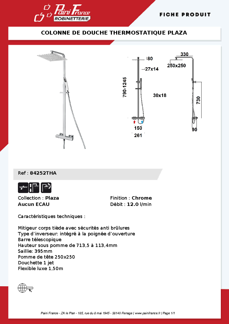 Fiche technique fournisseur