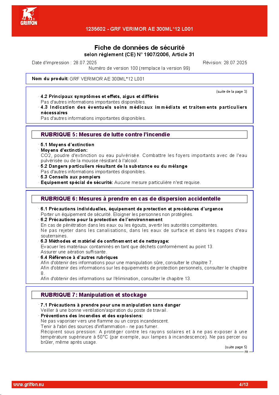 Fiche technique fournisseur